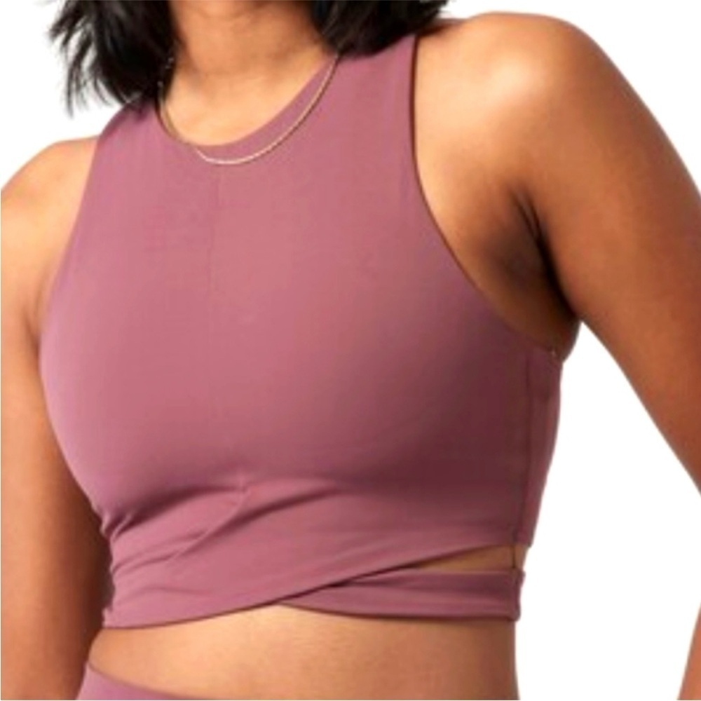 ATHLETA mauve Conscious Crop Cut Out Bra A-C